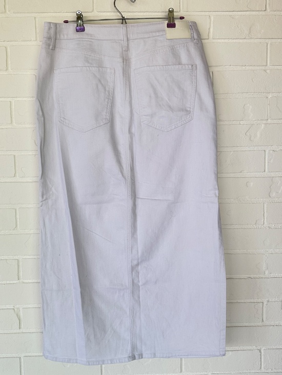 Express White High Rise Midi Jean Skirt Size 12 - Picture 7 of 16